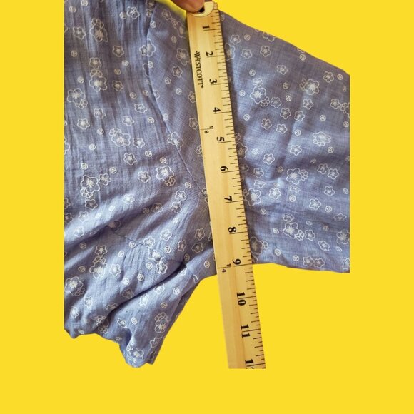 Man Jung Womens Floral Print Pleated  3/4 Sleeve Tunic Shirt  44 Light Purple - Picture 12 of 13